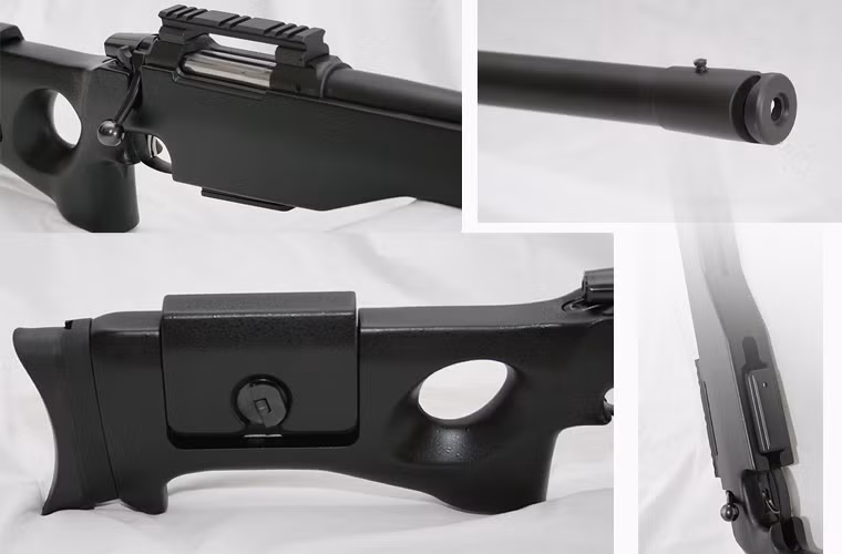 Thân súng được làm bằng các vật liệu polymer tổng hợp vừa để tăng độ bền của súng, vừa giảm nhẹ trọng lượng thân súng. Súng có thiết kế giá hai chân để ổn định thân súng khi bắn.