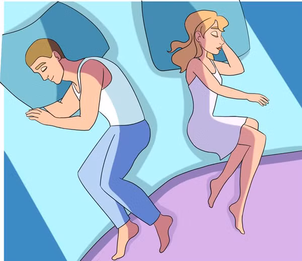 Tư thế ngủ tự do. Tư thế ngủ tự do cho thấy mối quan hệ của cả hai có chút trục trặc. Đôi khi, cách ngủ này đơn thuần cho thấy mỗi người là những cá nhân độc lập, có nhu cầu có không gian cá nhân.