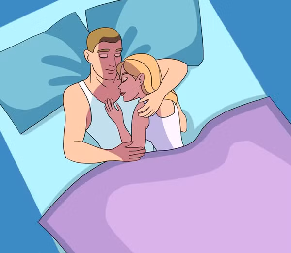 Tư thế ngủ trên ngực. Đây là tư thế thường thấy ở những cặp vợ chồng mới cưới. Tư thế ngủ thể hiện tình yêu mãnh liệt cả hai dành cho nhau. Vị trí này cũng có thể báo hiệu một người phụ thuộc về cảm xúc và thể chất vào người còn lại.