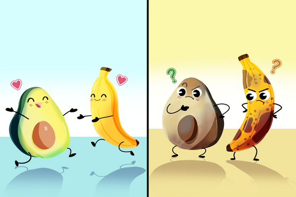 Chuối và bơ. Nếu quả bơ đã quá chín, hãy giữ chúng tránh xa chuối. Tuy nhiên, nếu bạn muốn bơ chín nhanh hơn, thì bạn có thể yên tâm để quả bơ chưa chín bên cạnh chuối.