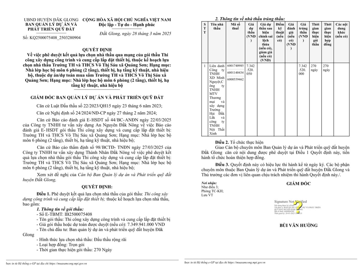 Dak Nong: Lien danh 3 thanh vien trung goi xay lap Truong Vo Thi Sau