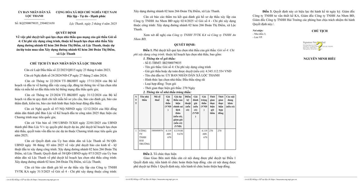 Lâm Đồng: Duy nhất Cty Hải Trường dự gói thầu làm đường hơn 4 tỷ Lam Dong: Duy nhat Cty Hai Truong du goi thau lam duong hon 4 ty