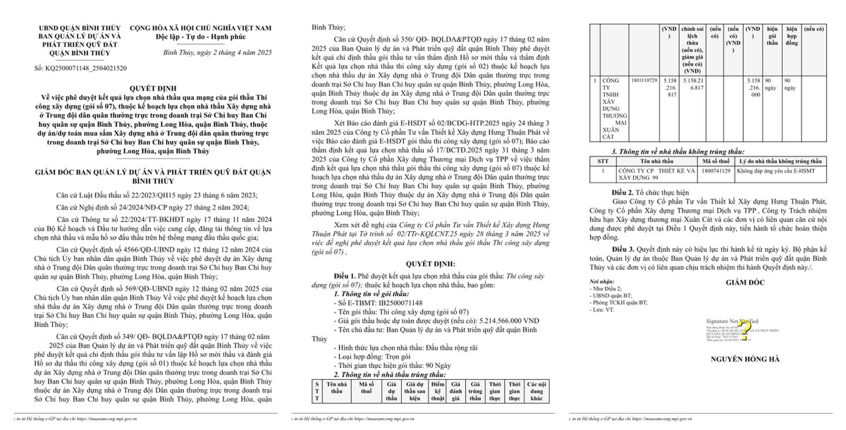 Năng lực nhà thầu trúng gói xây dựng hơn 5 tỷ tại quận Bình Thủy Nang luc nha thau trung goi xay dung hon 5 ty tai quan Binh Thuy
