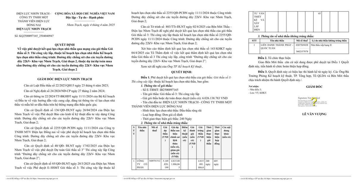 Lộ diện nhà thầu thi công chống sét đường dây 22kV Nhơn Trạch giai đoạn 2 Lo dien nha thau thi cong chong set duong day 22kV Nhon Trach giai doan 2