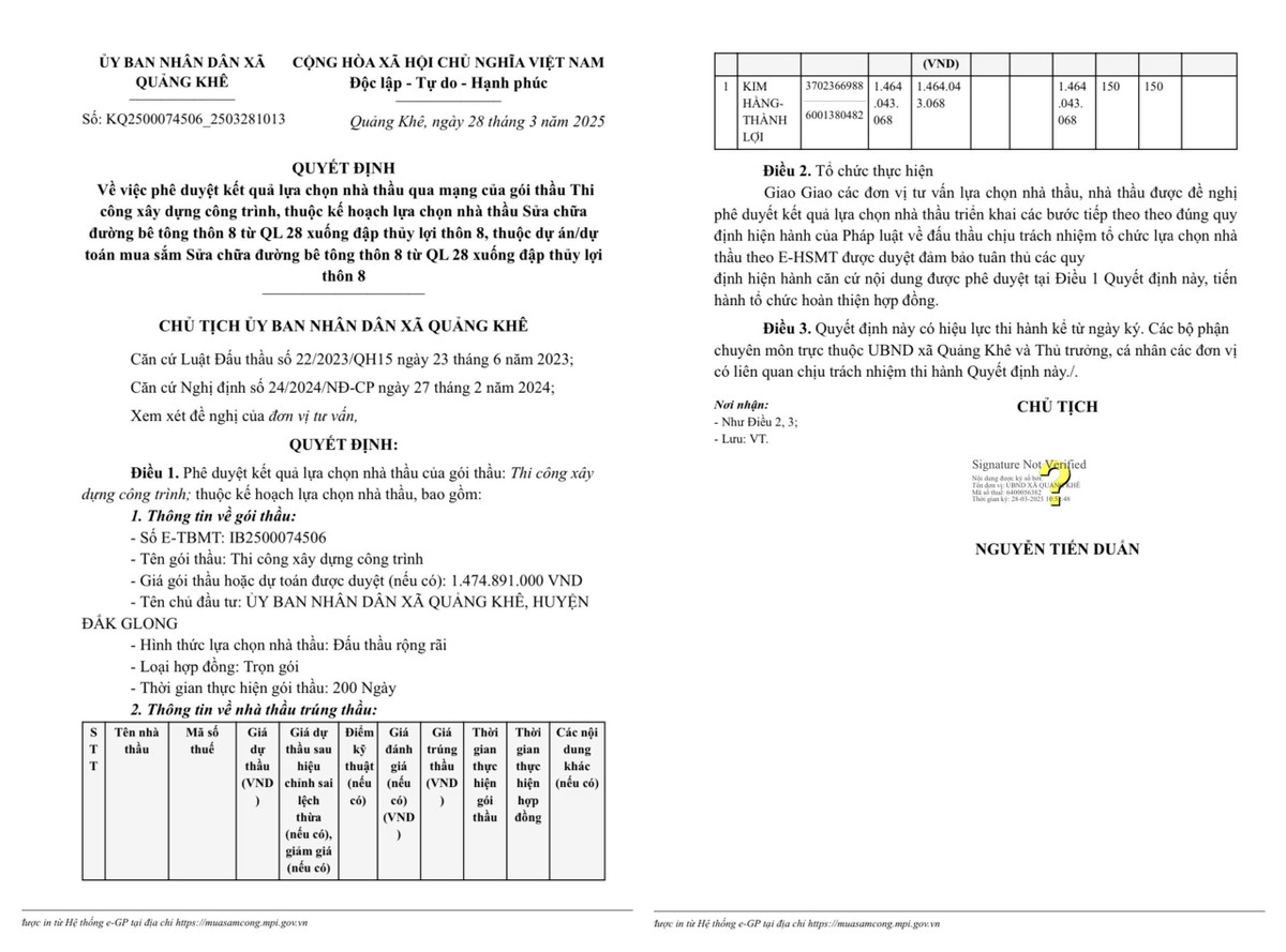Dak Nong: Da tim duoc nha thau thi cong goi sua chua duong thon 8 xa Quang Khe