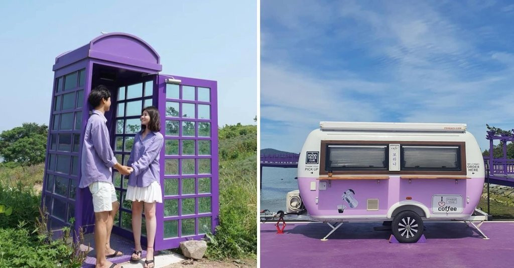 Nhiều du khách chọn lựa trang phục có màu tím phù hợp với khung cảnh tím mộng mơ của hòn đảo.