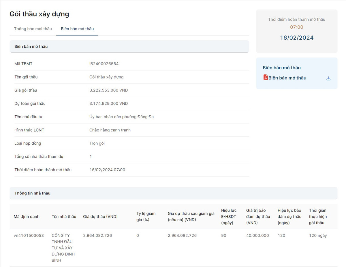 Cty TNHH DT&XD Binh Dinh co trung goi thau xay dung hon 3 ty?