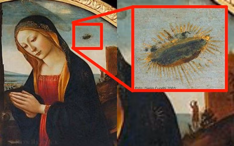 Họa sĩ Carlo Crivell nổi tiếng thế giới với bức tranh "Lễ Truyền tin". Chi tiết khiến nhiều người chú ý khi xem bức tranh là đám mây hình tròn và tỏa ra ánh sáng bí ẩn.