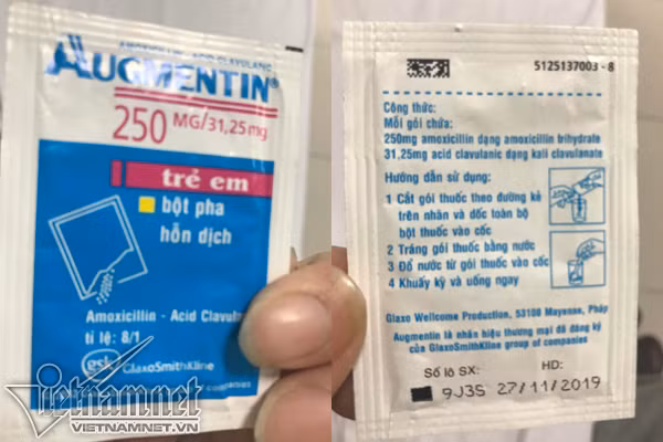 Mới đây, bệnh viện Nhi TƯ bị anh Đỗ Bá K. ở Hà Đông, Hà Nội phản ánh bác sĩ cho con gái anh uống thuốc kháng sinh Augmentin đã hết hạn gần 1 tháng. Khi được gia đình phản ánh, anh K. nhận được giải thích rằng: “Có thể do nhầm lẫn”. Ảnh: Vietnamnet.