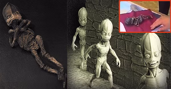 Kết quả là họ nhìn thấy một sinh vật lạ hình người có chiều cao khoảng 20 - 25 cm, da nâu, không có tóc và mắt lồi.