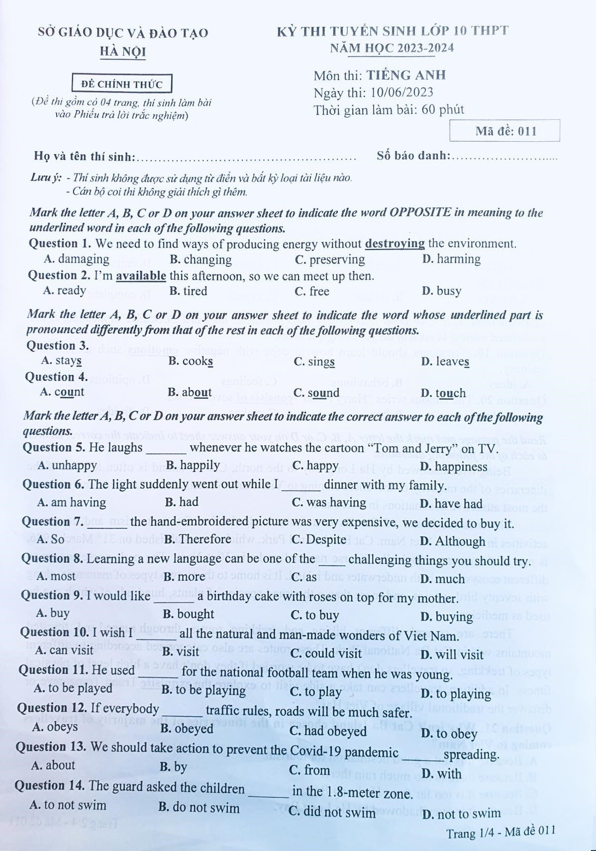 Goi y dap an mon Tieng Anh thi vao lop 10 cua Ha Noi-Hinh-4