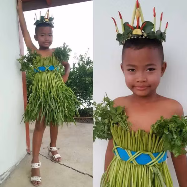 Chắc hẳn các nhà thiết kế đại tài khi chiêm ngưỡng bộ váy này cũng phải gật gù thích thú trước óc tưởng tượng siêu hài hước của cậu bé Suchanatda Kaewsa-nga.