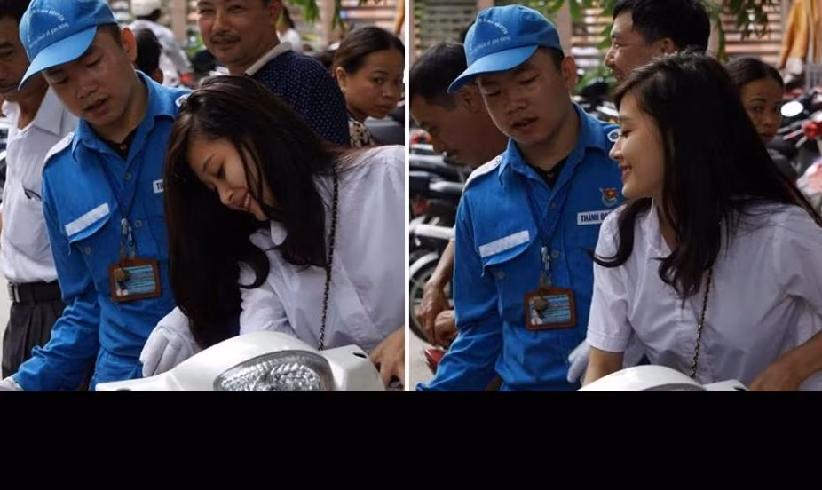 Mới nhất, trong buổi thi ngày 3/7, tại điểm thi trường Đại học Thủy lợi, sự xuất hiện của một cô gái xinh đẹp bị chụp lén trong lúc đang dắt xe đã gây xôn xao trên fanpage Beat rất nổi tiếng. Người chia sẻ bức ảnh này mô tả: "Thấy bạn này đi đón em đang thi ở trường Thủy lợi, mấy bạn nam tình nguyện viên ai cũng nhìn, xong lúc bạn ý về còn tranh nhau dắt xe hộ bạn ý nữa...". Khuôn mặt xinh xắn của cô gái trẻ cùng phản ứng của nam tình nguyện viên trở thành điểm rất đáng chú ý trong bức ảnh đang gây "bão like" này.