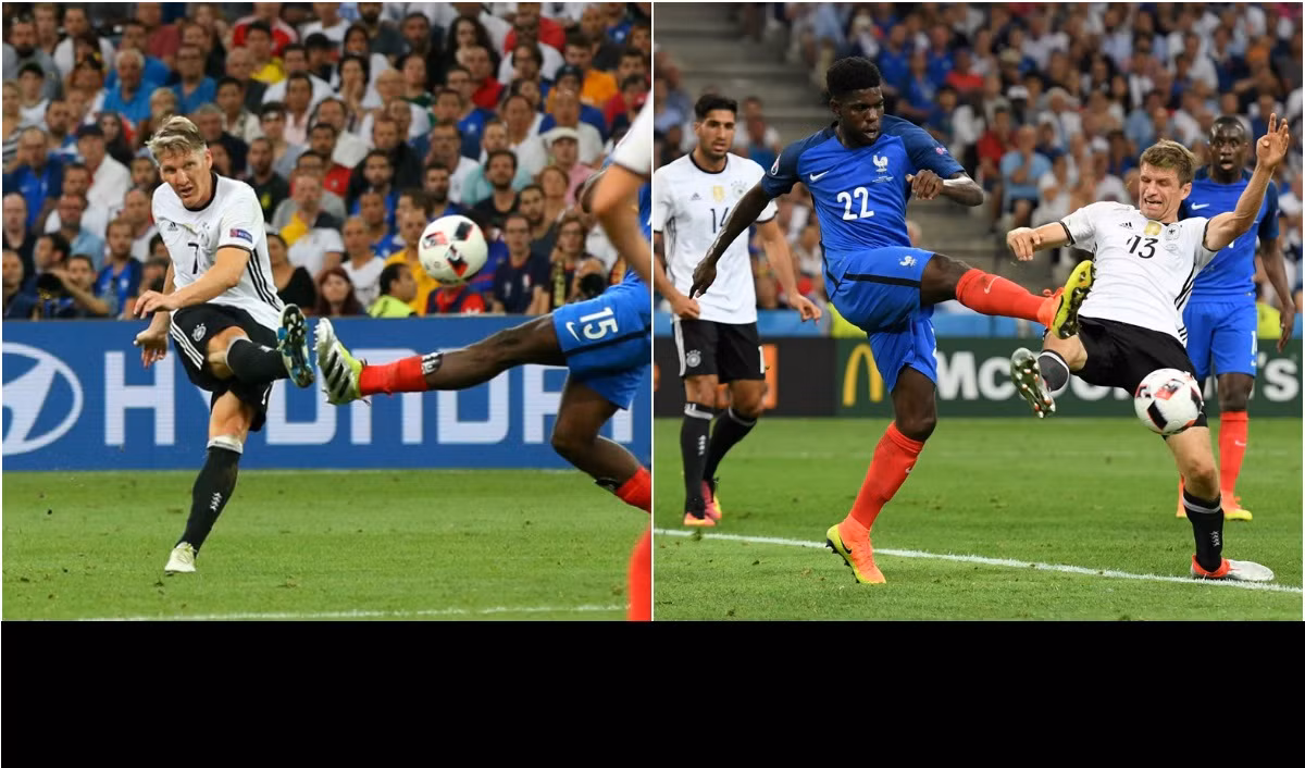 Phút 28, ĐT Đức tỏ ra nguy hiểm khi Schweinsteiger phát huy được những tố chất của mình. Đội trưởng mang áo số 7 cầm bóng rất tốt, phối hợp cùng đồng đội và tung ra một cú sút xa, bóng đi không căng nhưng bổng và rất khó chịu khiến thủ môn Lloris phải bay người cản phá. Phút 31, cơ hội một lần nữa đến với Muller trong từ một pha tạt cánh phải, tuy nhiên cầu thủ người Đức vẫn chưa thể thành công.