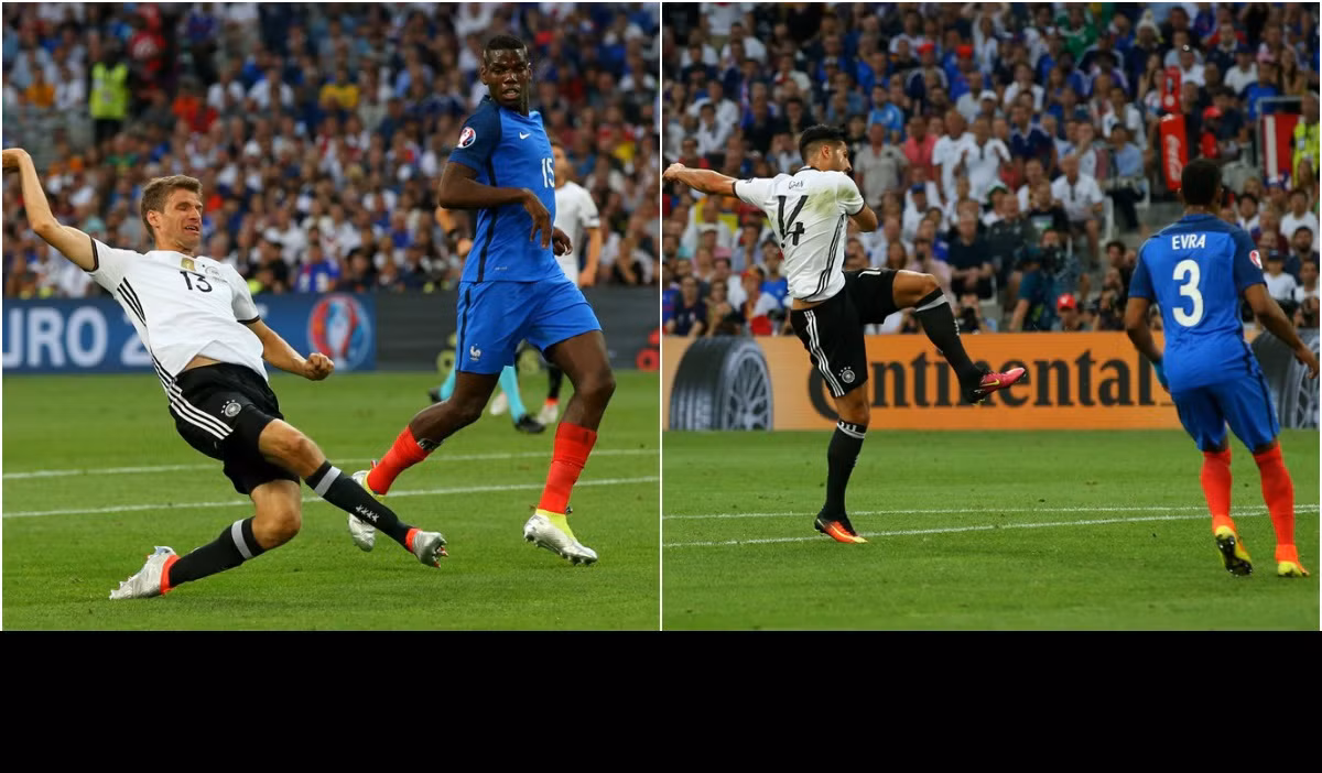 Phút 13, ĐT Đức tấn công nhanh, Emre Can bất ngờ xuất hiện ở hành lang cánh phải, phối hợp với Kimmich, chuyền bóng cho Muller ở thế khá thuận lợi nhưng tiền đạo mang áo số 13 vẫn chưa thể tận dụng cơ hội này để ghi bàn thắng đầu tiên ở Euro 2016. Phút 15, tiếp tục là Emre Can – tiền vệ của Liverpool đón bóng từ chân đồng đội, tung cú sút nhanh ngay mép vòng cấm, bóng đập đất rất khó chịu khiến thủ môn Lloris phải vất rất vả để cản phá.