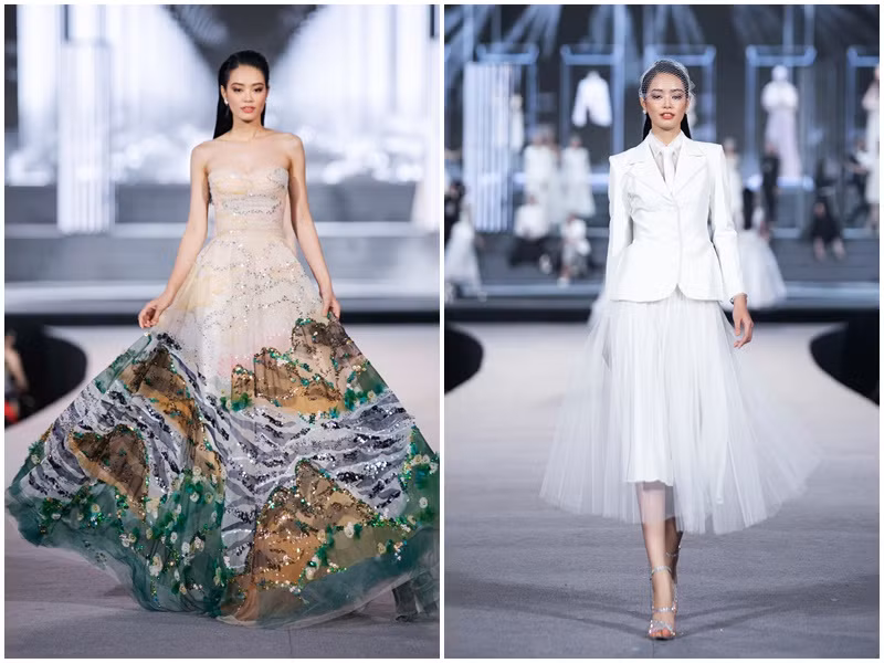 Khánh Linh cùng Bảo Ngọc, Mai Phương, Thùy Linh và Võ Thị Thương đều trình diễn ấn tượng ở phần thi Người đẹp thời trang.