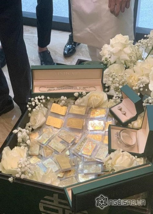 Cận cảnh mâm sinh lễ được nhà trai chuẩn bị. Ảnh: Công lý và xã hội