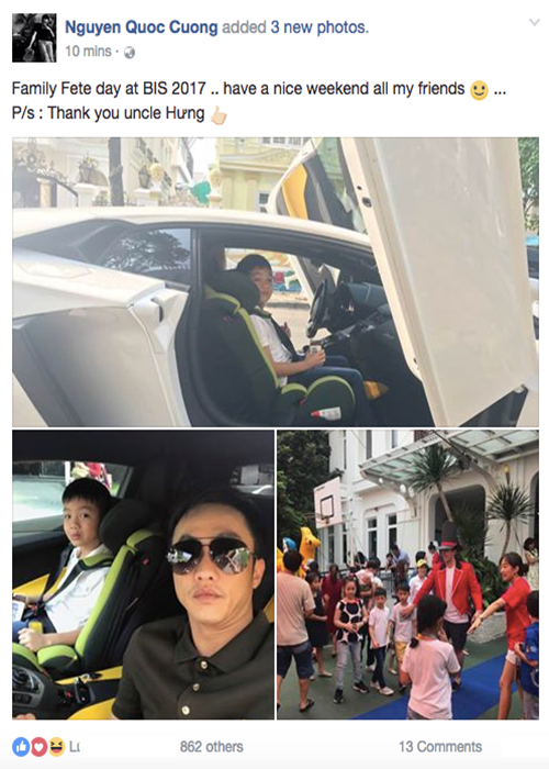 Bé Subeo – con trai Hồ Ngọc Hà và chồng cũ Cường Đô la cũng có cuộc sống xa hoa. Subeo học ở trường quốc tế với học phí cao ngất ngưởng, được đưa đón mỗi ngày bằng siêu xe. Quần áo, đồ dùng cá nhân, phụ kiện, đồ chơi của bé Subeo đều là hàng hiệu. Ảnh: VTC