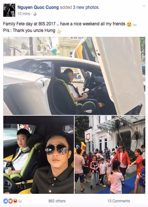 Bé Subeo – con trai Hồ Ngọc Hà và chồng cũ Cường Đô la cũng có cuộc sống xa hoa. Subeo học ở trường quốc tế với học phí cao ngất ngưởng, được đưa đón mỗi ngày bằng siêu xe. Quần áo, đồ dùng cá nhân, phụ kiện, đồ chơi của bé Subeo đều là hàng hiệu. Ảnh: VTC