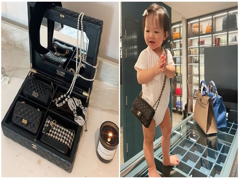 Bé Suchin- con gái của Đàm Thu Trang và Cường Đô la khi chào đời chưa đầy tháng đã được bố bỏ ra hơn nửa tỷ sắm túi hàng hiệu. Ảnh: Yan