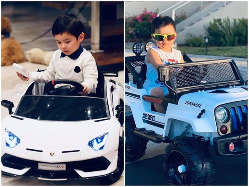 Bé Thiên Từ sở hữu bộ sưu tập siêu xe đồ chơi mà nhiều em bé phải mơ ước. Ảnh: FBNV