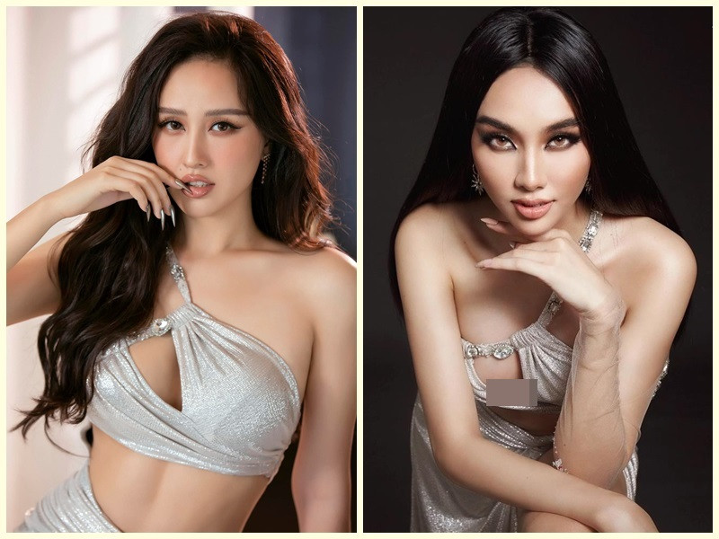 Mai Phương Thúy "đụng hàng" với Thùy Tiên khi diện chiếc váy cắt xẻ táo bạo. Ảnh: Vietnamnet, FBNV