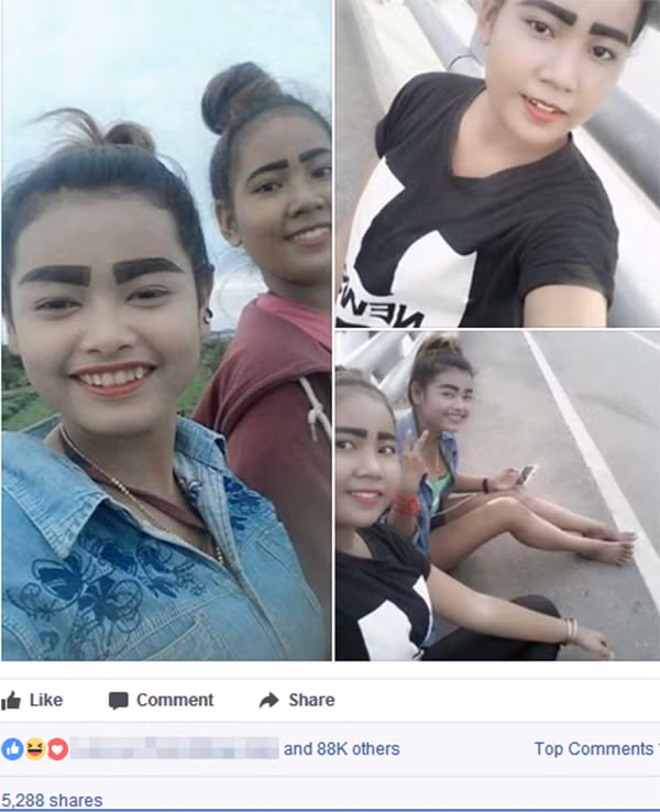 Mới đây, hình ảnh chụp các cô nàng có đôi lông mày lạ, ngang và phần thân khá đậm và bự khiến dân tình một lần nữa xôn xao. Nhiều người gọi đùa đây là 'lông mày lá tre' bởi kích thước khủng của nó so với các đường nét trên gương mặt.