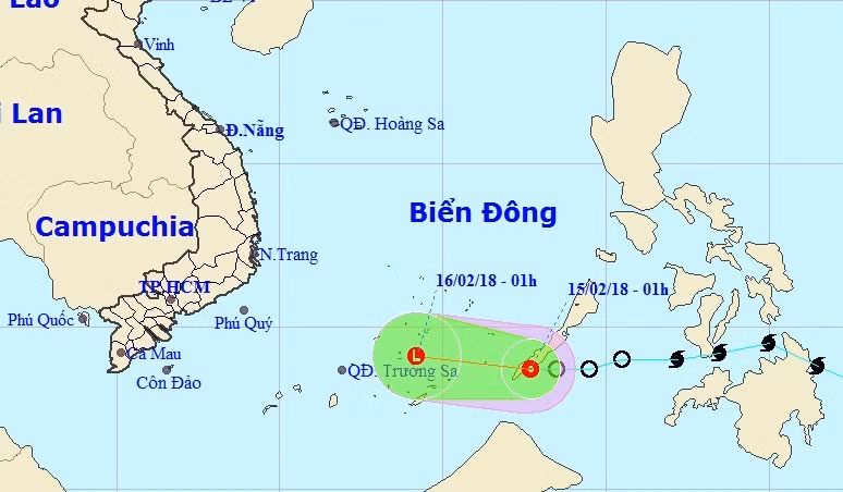 Vị trí của áp thấp nhiệt đới (Ảnh: NCHMF)