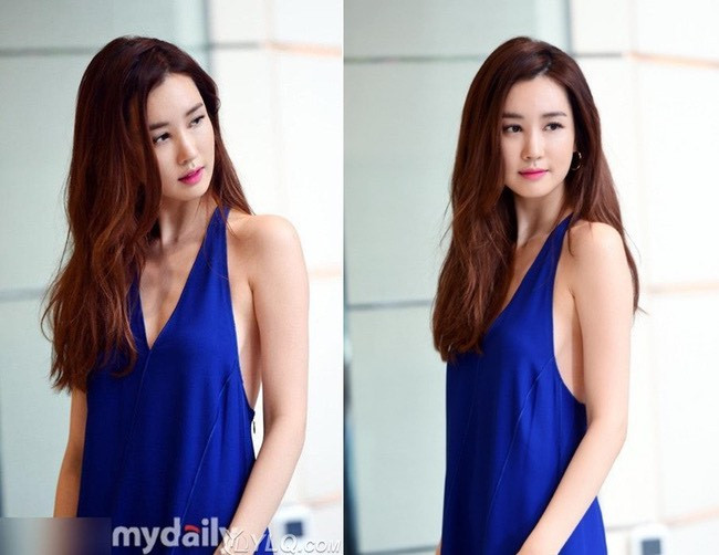 Lee Da Hea diện áo ba lỗ nhưng lại để lộ phần ngực trơ xương.