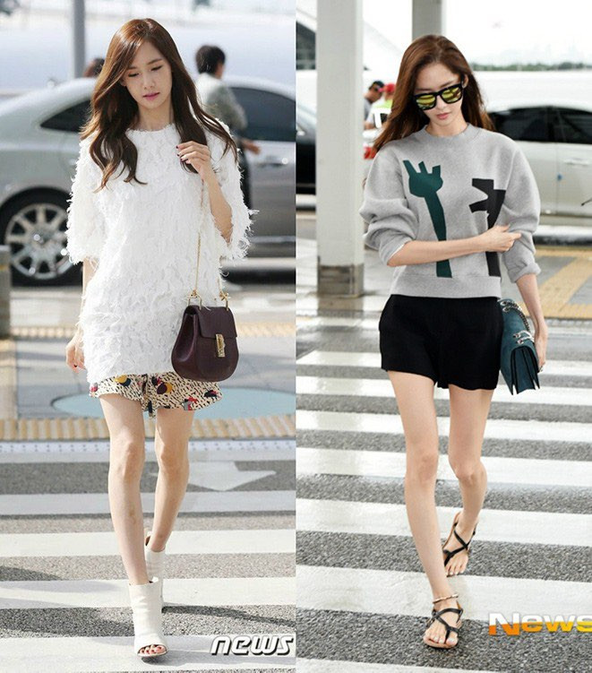 Nữ thần Yoona cũng thường xuyên để lộ đôi chân khẳng khiu của mình khi mặc váy ngắn.