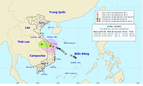 Đường đi của bão số 4.