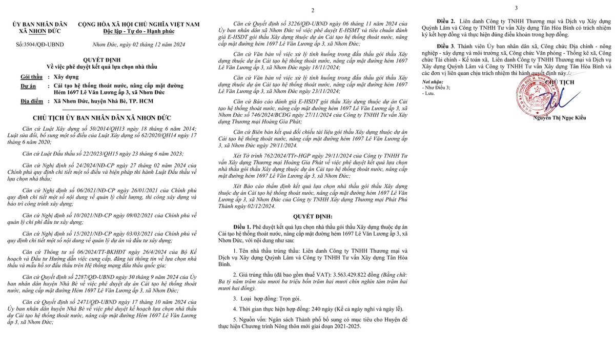 TP HCM: Công ty Quỳnh Lâm trúng liên tiếp 7 gói thầu tại Nhà Bè TP HCM: Cong ty Quynh Lam trung lien tiep 7 goi thau tai Nha Be