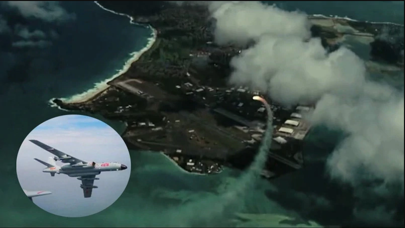 Bên cạnh đó, Mỹ cũng trích dẫn việc không quân Trung Quốc tung ra một đoạn video, có nội dung mô phỏng oanh tạc cơ H-6K khai hỏa tấn công căn cứ quân sự Andersen của Mỹ ở đảo Guam. Đoạn video này được cắt ghép thêm hình ảnh từ phim của Hollywood, nhưng được đánh giá như một thông điệp đe dọa.