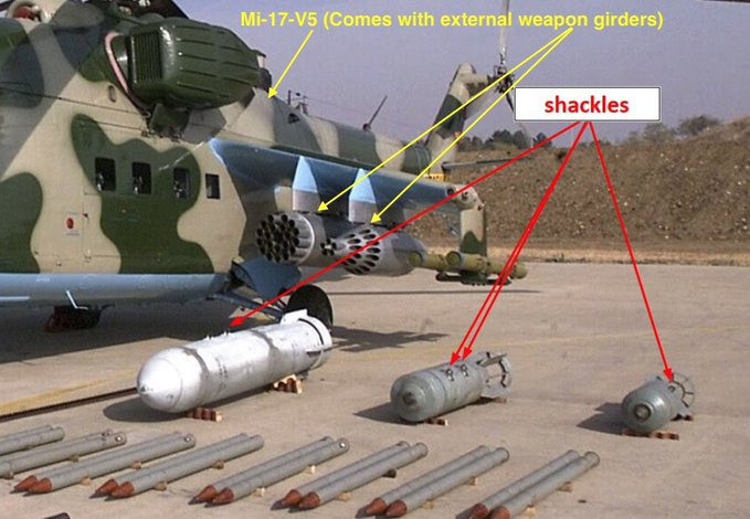Mi-17V-5 được trang bị tên lửa Shturm-V, rocket S-8, pháo 23mm và súng máy PKT. Vũ khí trang bị trên trực thăng cho phép nó có thể tiêu diệt bộ binh địch, xe bọc thép, các mục tiêu trên bộ, các chốt hỏa lực kiên cố và các mục tiêu di động.
