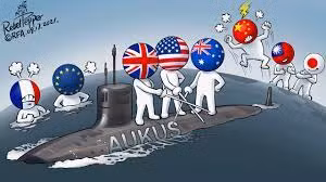 Vậy liên minh AUKUS là gì? Đầu tiên liên minh này có thể nhầm tưởng là để “gắn kết” đồng minh giữa Mỹ - Anh – Australia; nhưng thực ra beeb trong nhằm ngăn chặn những tham vọng của Trung Quốc. Còn bề ngoài là giúp cho Australia “tiến thẳng” lên sở hữu tàu ngầm hạt nhân.