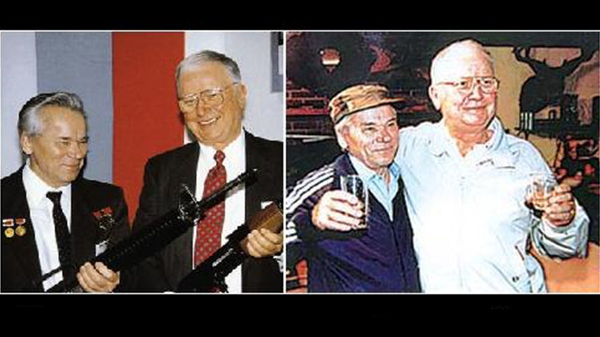 Cuộc tranh luận giữa hai mẫu súng huyền thoại này có thể sẽ không bao giờ kết thúc. Nhưng cuộc gặp gỡ thú vị giữa Kalashnikov và Stoner đã giúp họ trở thành bạn bè và đã tạo nên một trong những cuộc gặp gỡ đặc biệt trong bối cảnh Chiến tranh Lạnh. Nguồn ảnh: Pinterest.