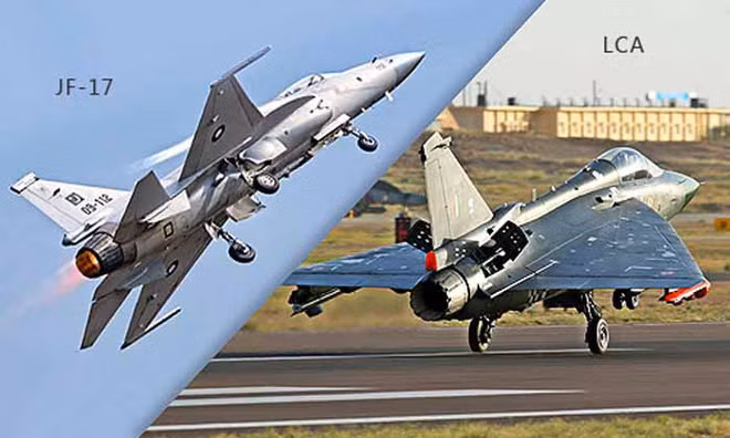 Động cơ của Tejas có nguồn gốc từ máy bay F-18 của Mỹ, trong khi JF-17 sử dụng động cơ lấy từ MiG-29 của Liên Xô, đối thủ cạnh tranh trực tiếp của F-18 Mỹ trong thời chiến tranh Lạnh.
