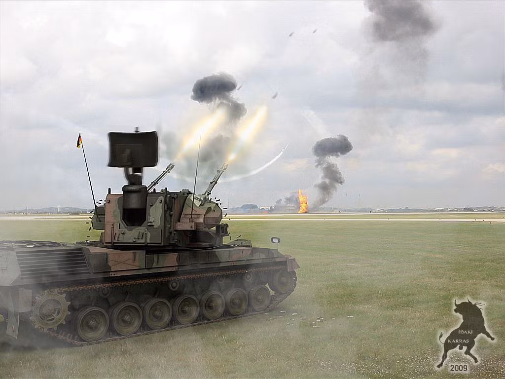 Nhưng giả sử nếu có tình huống xung đột xảy ra giữa NATO và Nga, với hỏa lực của 40 khẩu pháo phòng không tự hành Gepard của Romania và khoảng 100 hệ thống phòng không tự hành của Mỹ, số vũ khí này, không thể đảm bảo lập chiếc ô phòng không tầm thấp trước trực thăng, máy bay cường kích và UAV rất đông đảo của Nga. Nguồn ảnh: Pinterest.