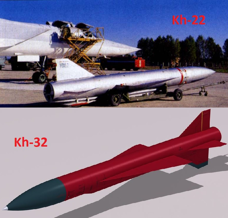 Tên lửa chống hạm Kh-32 có hình dáng và kích thước như người tiền nhiệm Kh-22; với trọng lượng nặng gần 5.800 kg, chiều dài 12 mét, đường kính thân (chỗ lớn nhất) một mét và sải cánh ba mét.
