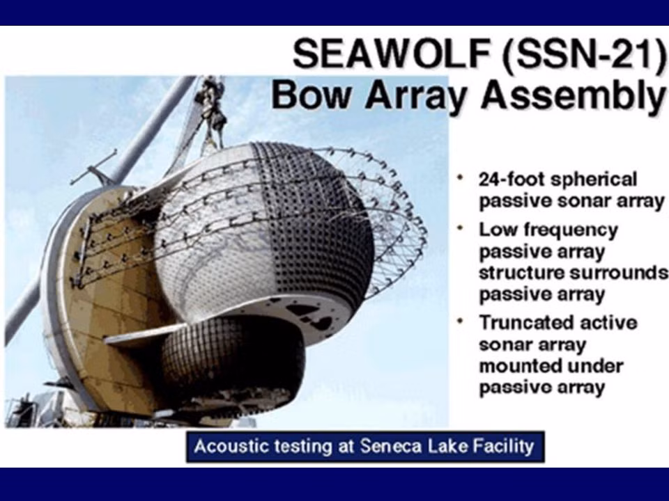 Về hệ thống trinh sát, tàu ngầm lớp Seawolf được trang bị hệ thống sonar BQQ 5D, bao gồm mảng chủ động và thụ động hình cầu, có đường kính 7,3m và mảng sonar thụ động, khẩu độ rộng, lắp bên sườn. Các phiên bản hiện đại hóa đang được trang bị lại bằng sonar mảng kéo TB-29A và BQS 24, có thể phát hiện các vật thể ở gần như thủy lôi.