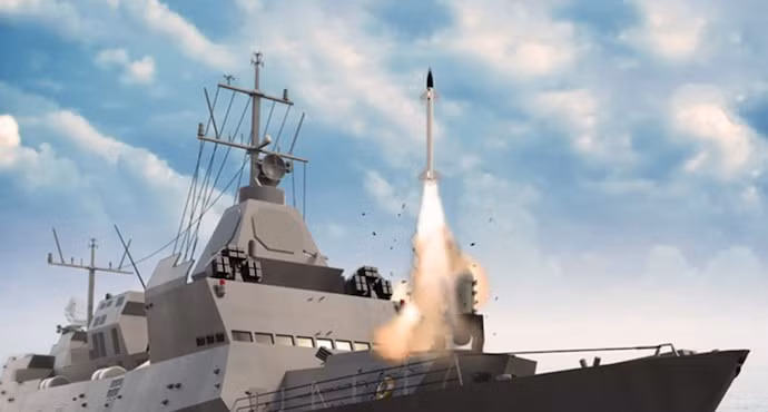 Về vũ khí, tàu được trang bị hai loại tên lửa hải đối không; loại đầu tiên là tên lửa hải đối không tầm trung Barak 8, được lắp trong hệ thống phóng thẳng đứng ở mũi tàu và có thể đánh chặn các mục tiêu trên không trong phạm vi 100 km, cũng như tên lửa chống hạm siêu thanh.