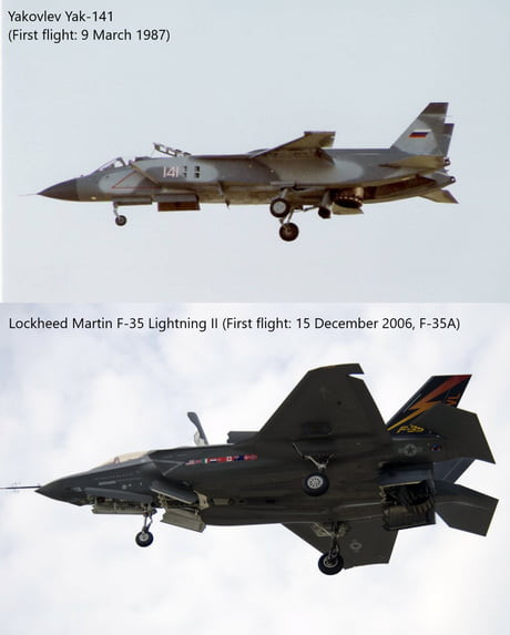 Tiêu biểu là vào những năm 1990, đại diện của công ty Lockheed Martin chế tạo ra chiếc F-35B, trong giai đoạn khó khăn đã "ăn nằm" ở Phòng Thiết kế Yakovlev để nghiên cứu tài liệu về máy bay Yak-141. Vì thế mà các tính năng bay của hai chiếc máy bay này rất giống nhau.