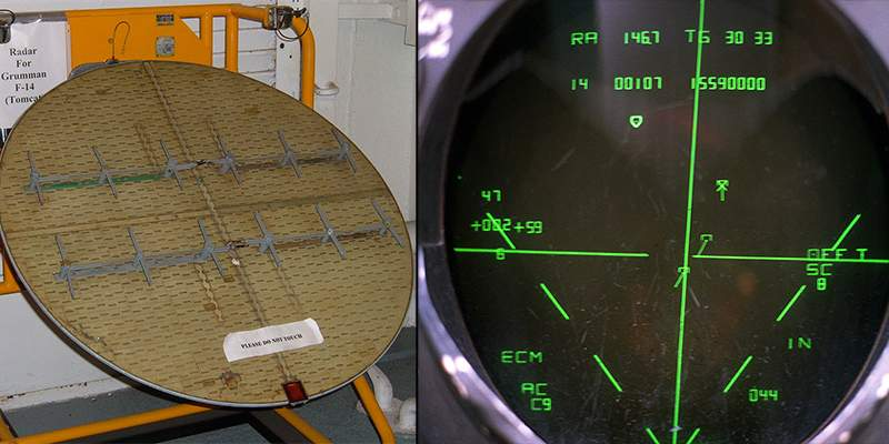 Kể từ đó, Không quân Iraq rất sợ tín hiệu dò tìm của radar AWG-9, đến nỗi trong Chiến tranh vùng Vịnh sau đó, một khi Không quân Iraq phát hiện ra tín hiệu radar của tiêm kích F-14 của Mỹ, họ lập tức thoát ly và bỏ chạy. Ảnh: Radar AWG-9 – Nguồn: Wikipedia