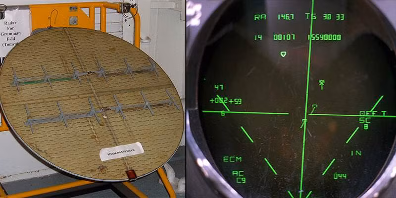 Kể từ đó, Không quân Iraq rất sợ tín hiệu dò tìm của radar AWG-9, đến nỗi trong Chiến tranh vùng Vịnh sau đó, một khi Không quân Iraq phát hiện ra tín hiệu radar của tiêm kích F-14 của Mỹ, họ lập tức thoát ly và bỏ chạy. Ảnh: Radar AWG-9 – Nguồn: Wikipedia