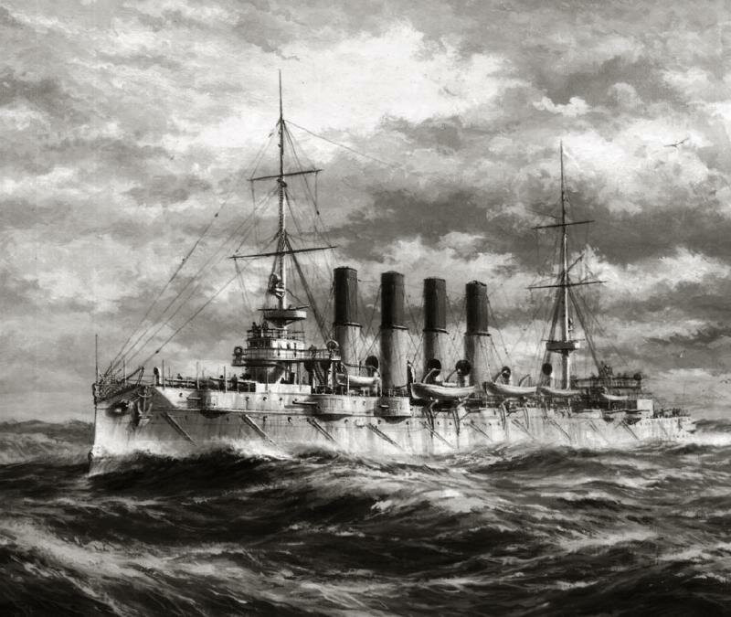 Trong các năm 1902-1903, tàu Rạng Đông trải qua quá trình thử nghiệm. Mùa hè năm 1903, chiến hạm này thực hiện chuyến hành trình kiểm tra đầu tiên sau khi được biên chế vào lực lượng Hải quân Đế quốc Nga.