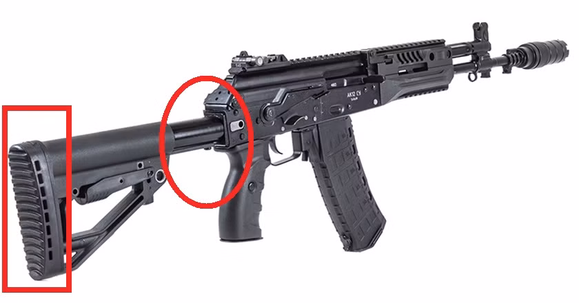 AK-12 sử dụng nhiều vật liệu polymer trong chế tạo, giảm nhẹ trọng lượng; báng súng được chế tạo với nhiều đế với kích cỡ khác nhau, ngoài ra báng súng có thể dễ dàng điều chỉnh (dài ngắn), cho phù hợp với từng người. Hộp phụ tùng theo súng để ở đuôi báng súng.