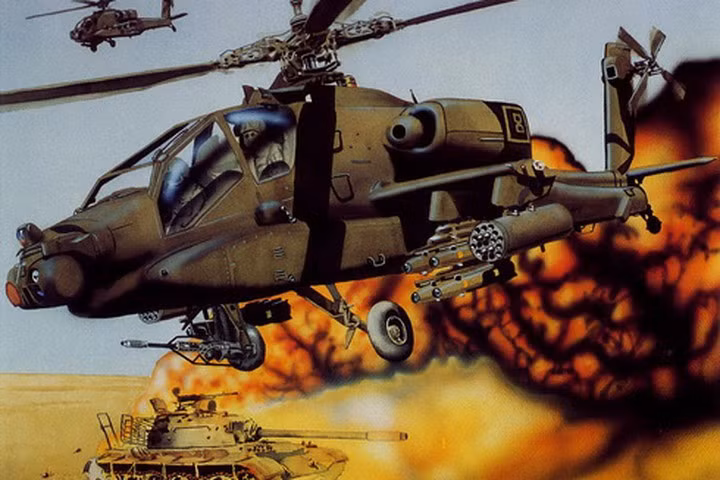 Máy bay trực thăng tấn công cũng được cả hai bên sử dụng trong Chiến tranh Iran-Iraq, được tiến hành đồng thời với cuộc chiến ở Afghanistan và chứng kiến những trận chiến trực thăng trên không lớn nhất trong lịch sử.