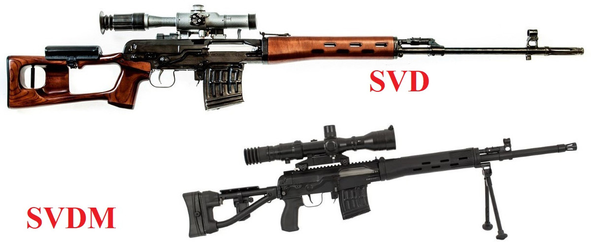Về mặt thiết kế, SVCh hiện đại hơn nhiều so với khẩu SVD. Nếu khẩu SVD nguyên thủy không có chân chống, thì đến mẫu SVDM cải tiến có chân súng, nhưng chỉ có thể lắp ở một vị trí phía trước; tuy nhiên chân súng lại gắn vào ốp lót tay dưới, làm cong nòng súng.