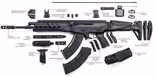 Ngoài ra những chi tiết phụ nhưng đều được cải tiến đảm bảo đến độ “hoàn hảo” như tấm đệm báng súng có nhiều hình dạng; vỏ tay cầm có độ dày mỏng khác nhau, để phù hợp với người bắn có độ dài ngón tay khác nhau.