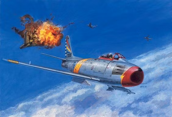 Vào ngày 24/9/1958, đã diễn ra trận không chiến đi vào lịch sử hàng không quân sự thế giới, khi những chiếc F-86 của đảo Đài Loan đụng độ với những chiếc MiG-17 của Không quân Trung Quốc trên vùng trời eo biển Đài Loan. Những chiếc MiG-17 của Trung Quốc tận dụng khả năng bay cao, trên tầm của những chiếc F-86. 